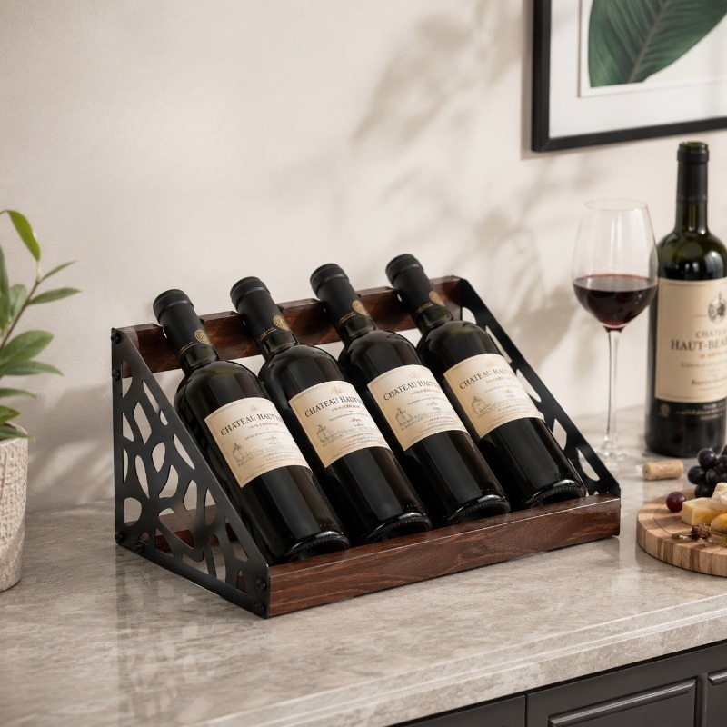 Home Bar Shelves - Suporte de Madeira para Garrafas de