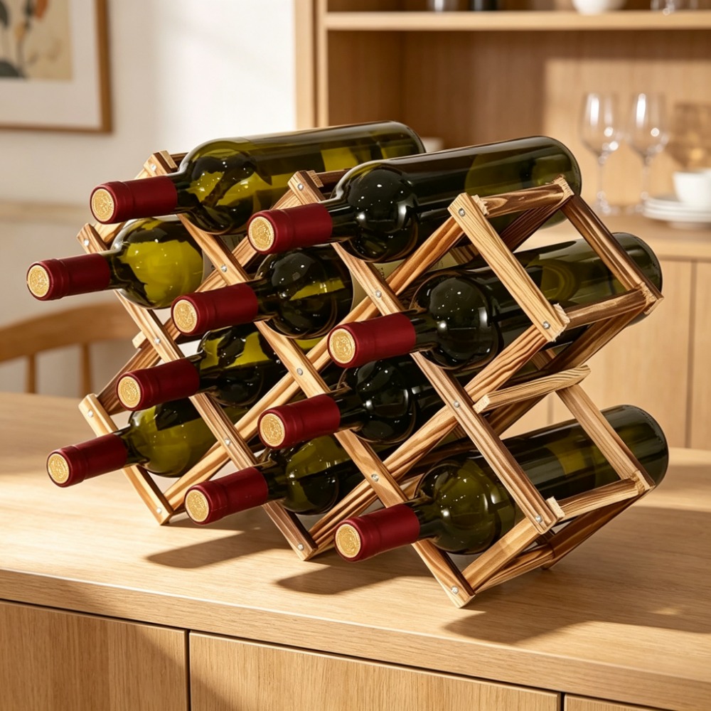 Home Bar Shelves - Suporte de Madeira Dobrável para Garrafas