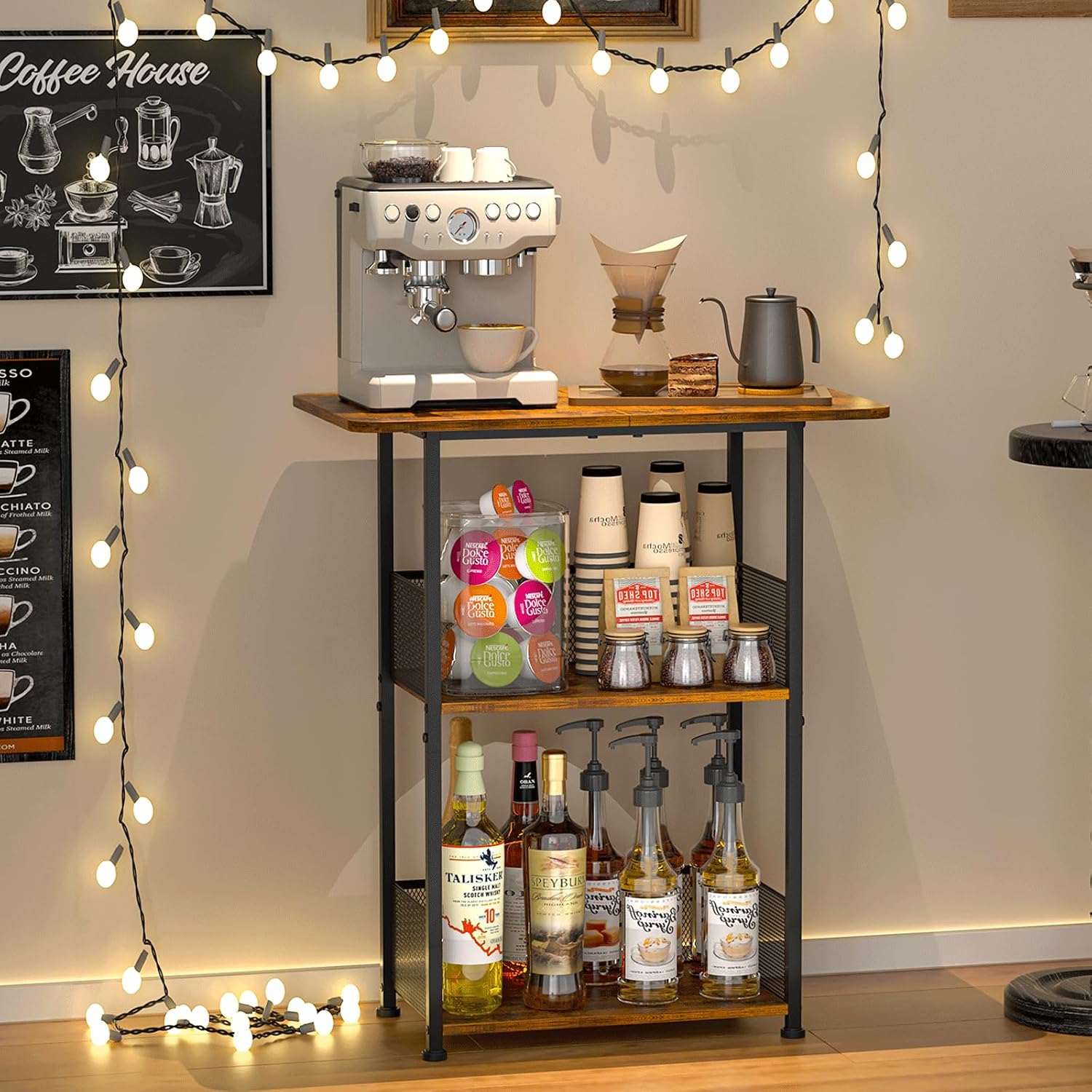 Home Bar Setup - Mini Estante de Café de Chão,