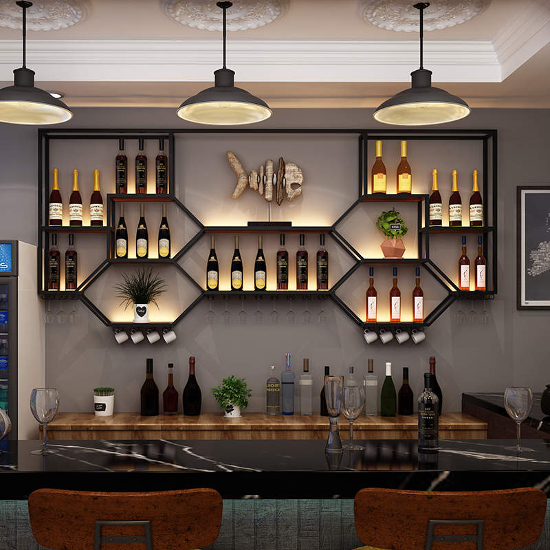 Home Bar Shelves - Prateleiras de metal armário de vinho
