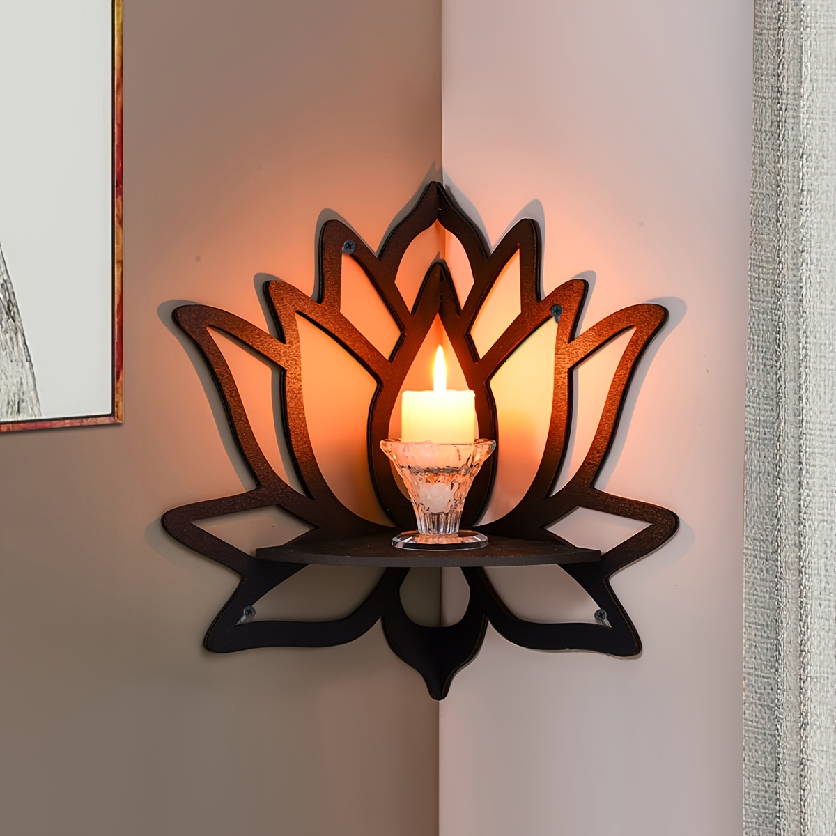 Home Bar Shelves - Prateleira Flutuante de Canto Lotus, Prateleira