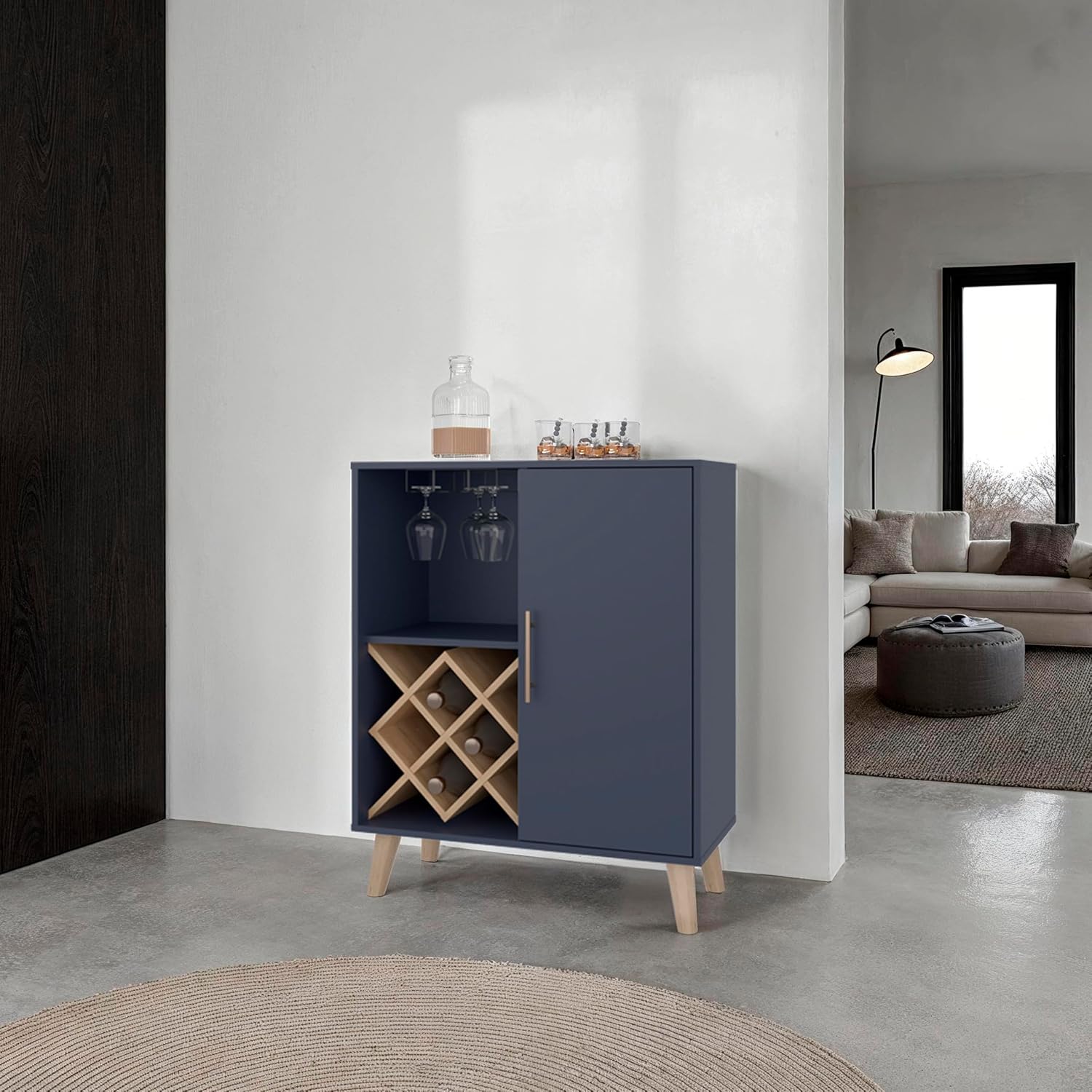Home Bar Shelves - Armário de Bar Azul Carvalho com