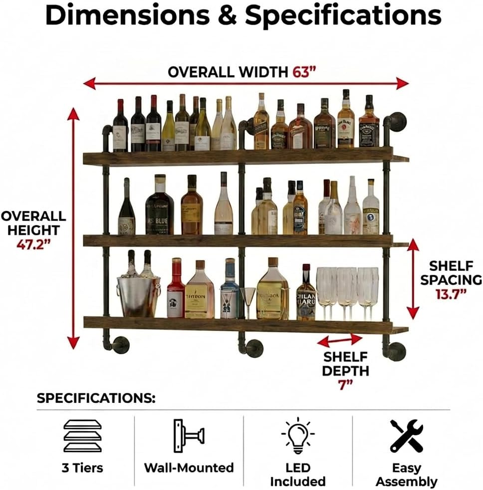 Suporte de parede para garrafa - Home Bar Shelves avaliação e preço