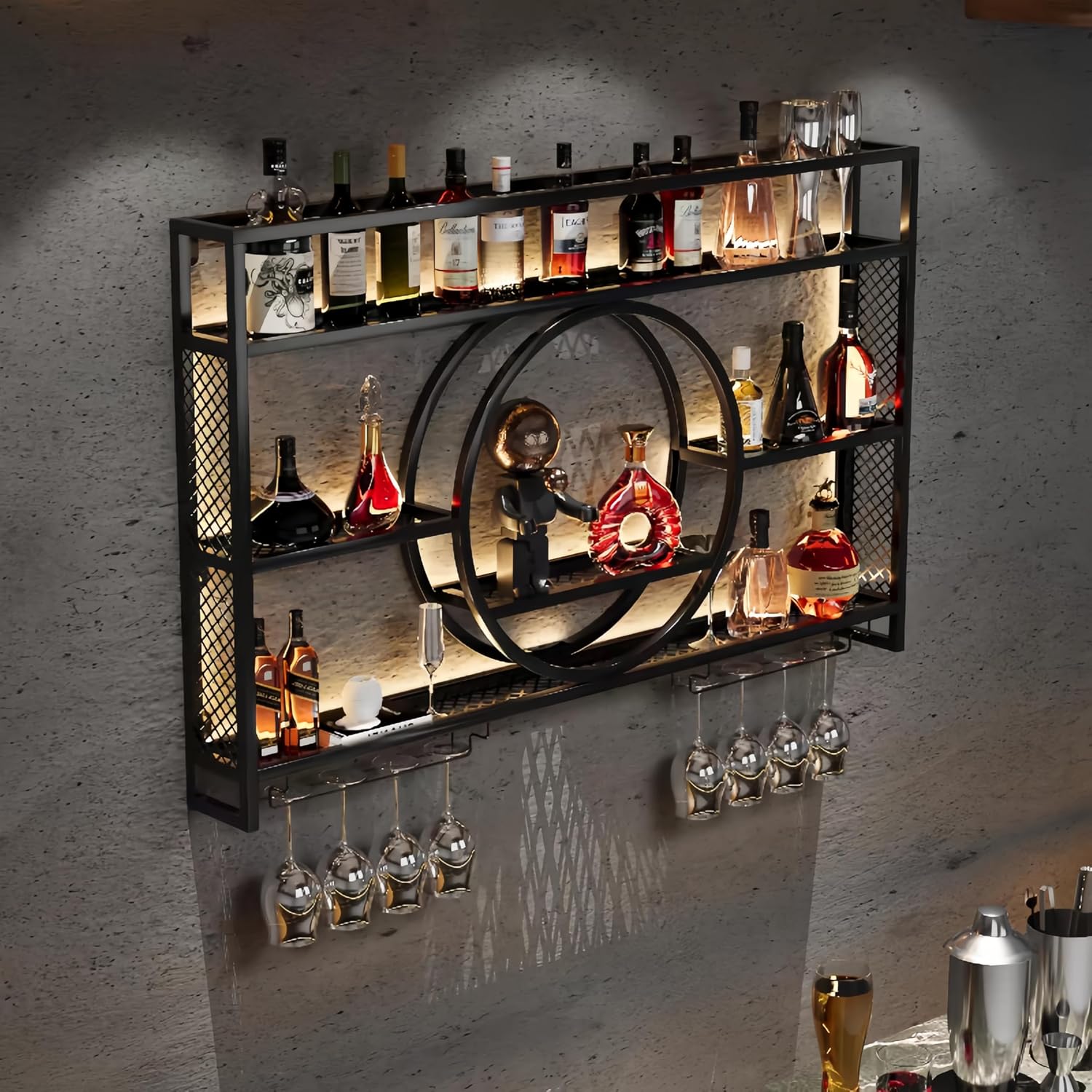 Prateleira de Metal Preta para - Home Bar Shelves avaliação e preço
