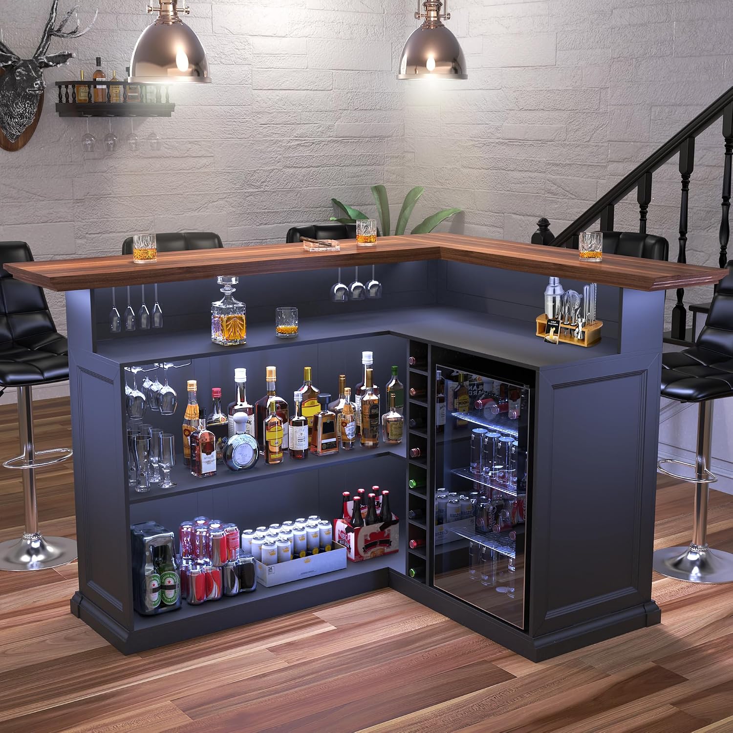 Armário de Bar em L para Casa  - Home Bar And Cabinet avaliação e preço