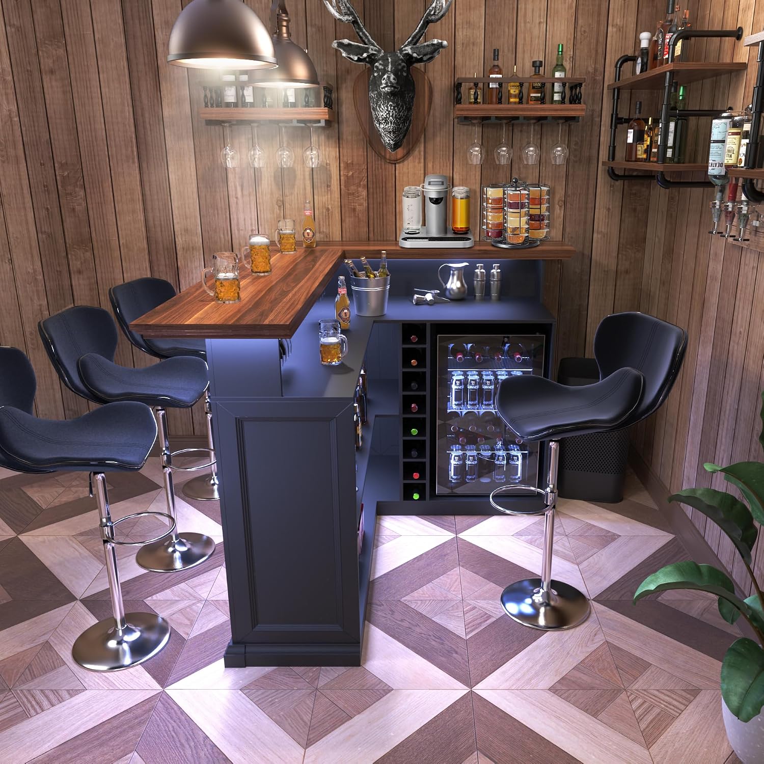Armário de Bar em L para Casa  - Home Bar And Cabinet avaliação e preço